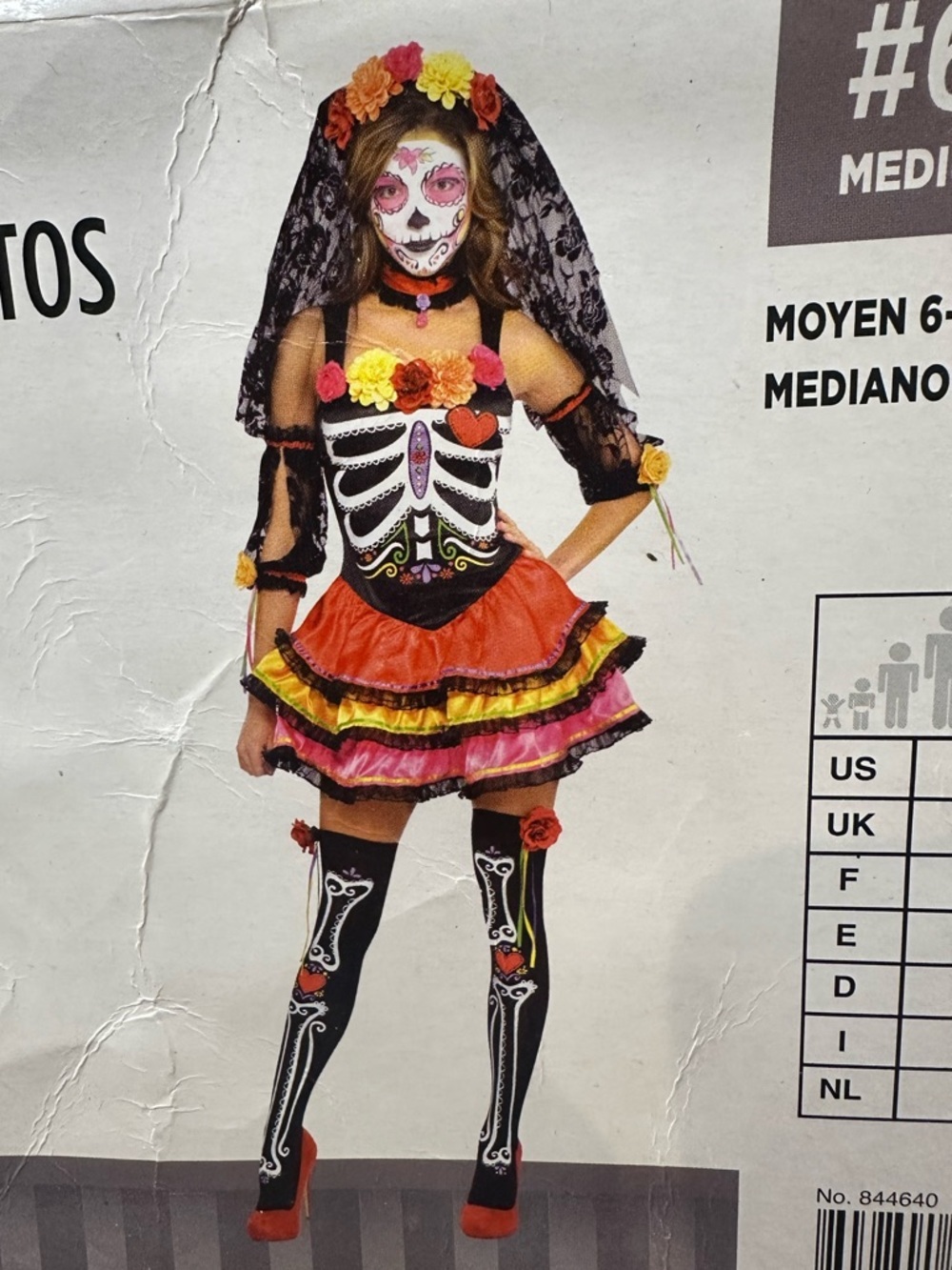 Day of the Dead senorita Skeleton Halloween Costume - Medium